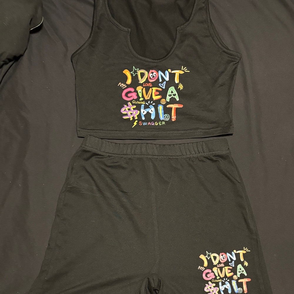 SHEIN Black Tank with Colorful Graphic